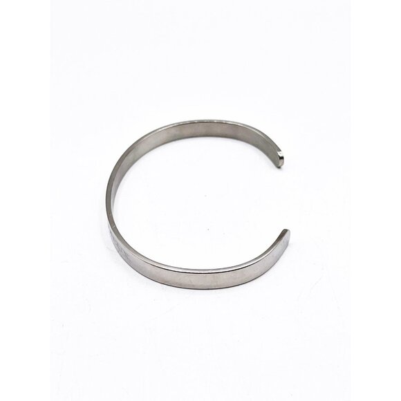 Laurent Cadieux Slim Silver Tone Cuff Bracelet Minimalist Unisex Open Bangle - Picture 8 of 9